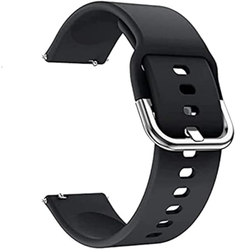 19MM Smart Watch Strap Compatible for BOAT STORM 1.3 with Silver Buckle Lock (BLACK)