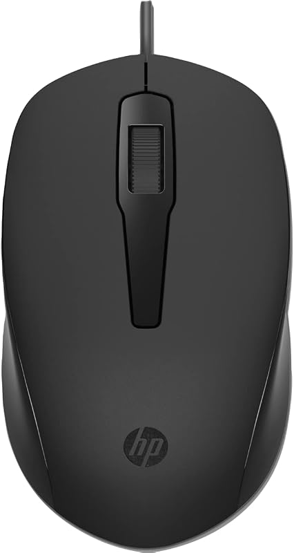HP 150 Wired Mouse- Elegant Ergonomic Design, 1600 DPI Optical Tracking, USB Plug & Play / 3 Years Warranty (240J6AA), Black