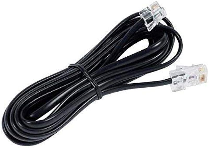 RJ11 Telephone Line Wire Patch Cable Compatible for Landline, Telephone (Black) (5 Meters)