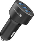 Portronics Car Power 12 Car Charger with 17W Total Output, Triple USB Port, 3.4A Compatible with Most Cars(Black)
