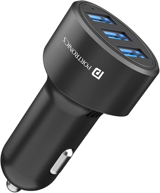 Portronics Car Power 12 Car Charger with 17W Total Output, Triple USB Port, 3.4A Compatible with Most Cars(Black)