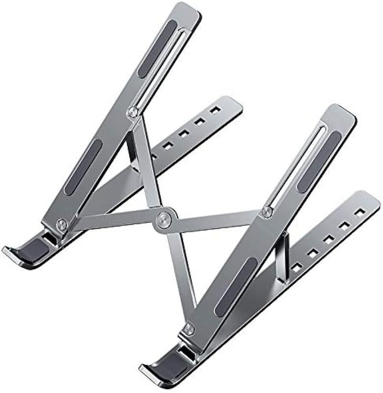 Dyazo Zigzag Height Adjustable Ventilated Aluminium Tabletop Laptop Stand with 6 Angles Multi-Angle Compatible for MacBook...
