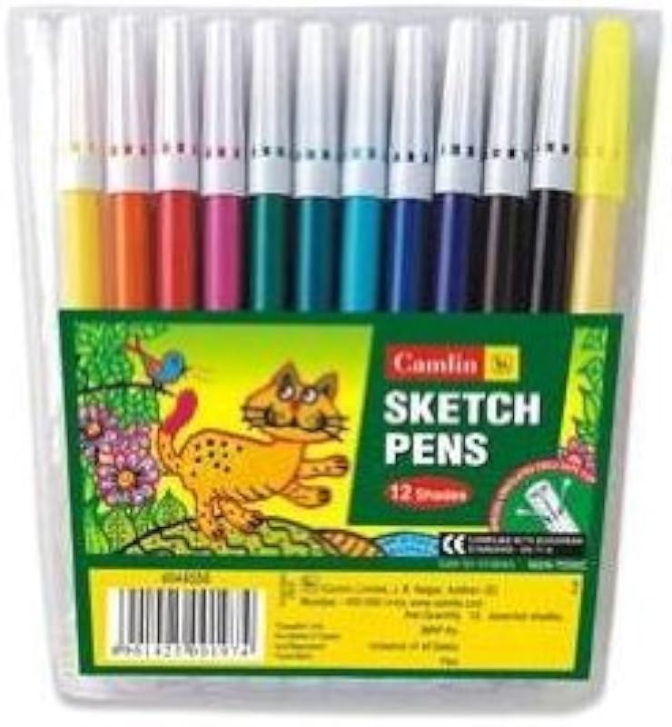 Camlin Kokuyo Fine Point Sketch Pen - 12 Shades, Multicoloured