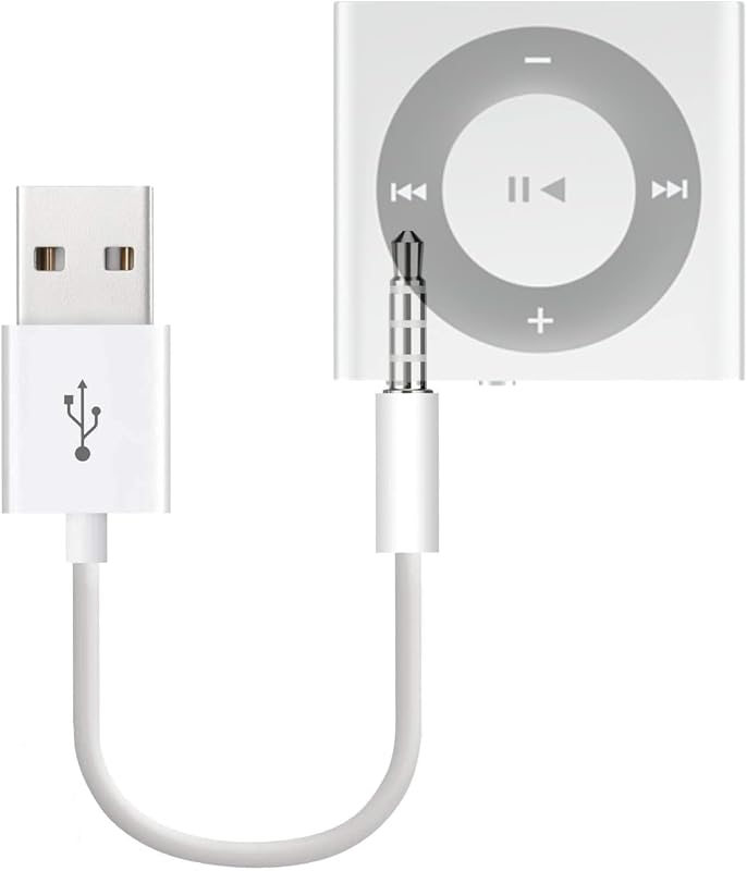 POPIO Data Sync Charging Cable compatible For Apple iPod Shuffle 5G, iPod Shuffle 4G & iPod Shuffle 3G - White