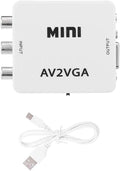 ETZIN Mini AV2VGA to Video Converter, Composite AV to VGA Adapter, TV Set-Top Box Audio Video Converter (White)