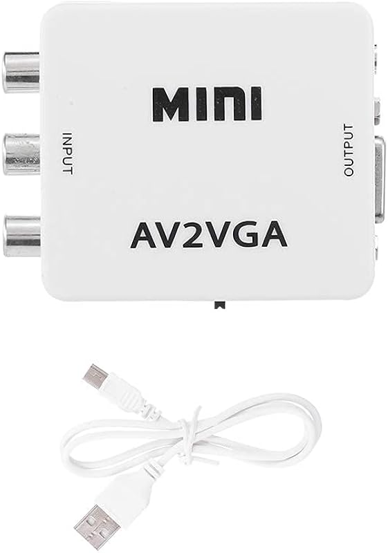 ETZIN Mini AV2VGA to Video Converter, Composite AV to VGA Adapter, TV Set-Top Box Audio Video Converter (White)