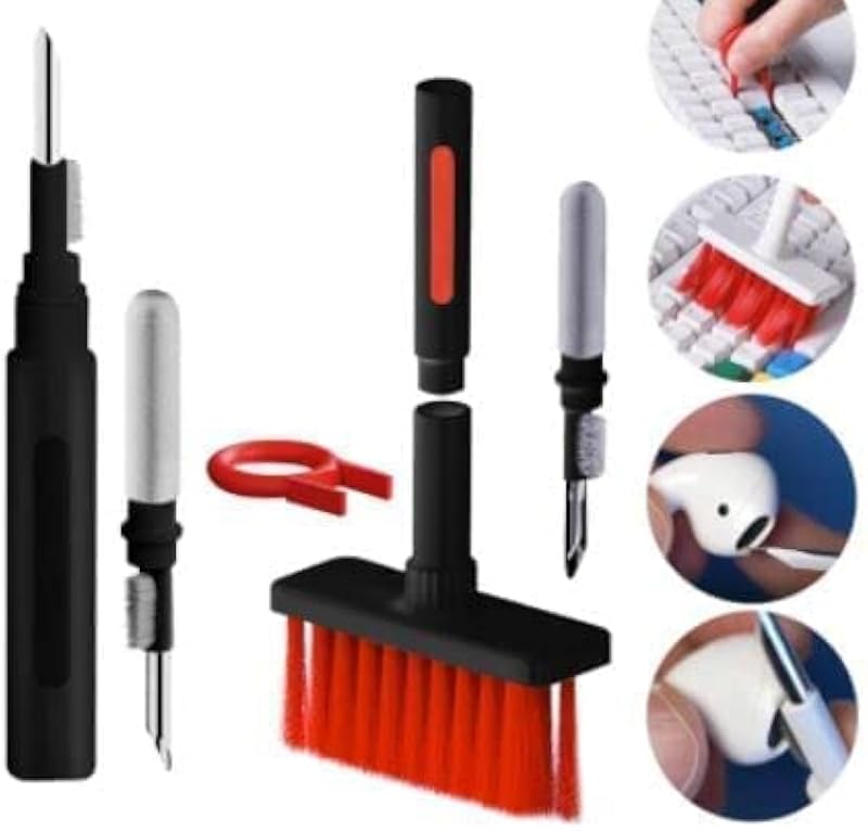 2022 New Cleaner Kit for Keyboard Soft Brush 5 in 1 Multifunction Computer Cleaning Tools Kit with Keycap Puller (Red)