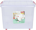 ARISTO Multipurpose Plastic Storage Container Box with Wheels 25 LTR (Clear, Transparent), (45.8 x 34 x 26) cm