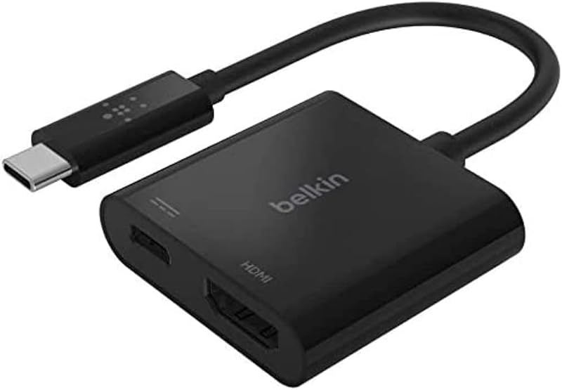 Belkin USB-C to HDMI Adapter + Charge (Supports 4K UHD Video, Pass-Through Power up to 60W for Connected Devices) HDMI Ada...