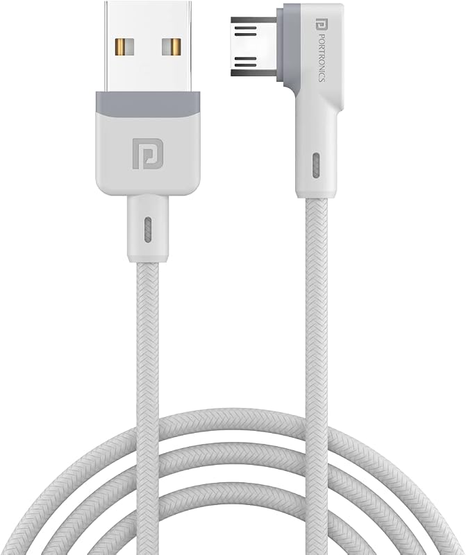 Portronics Konnect L 1.2M Fast Charging 3A Micro USB Cable with Charge & Sync Function (White)