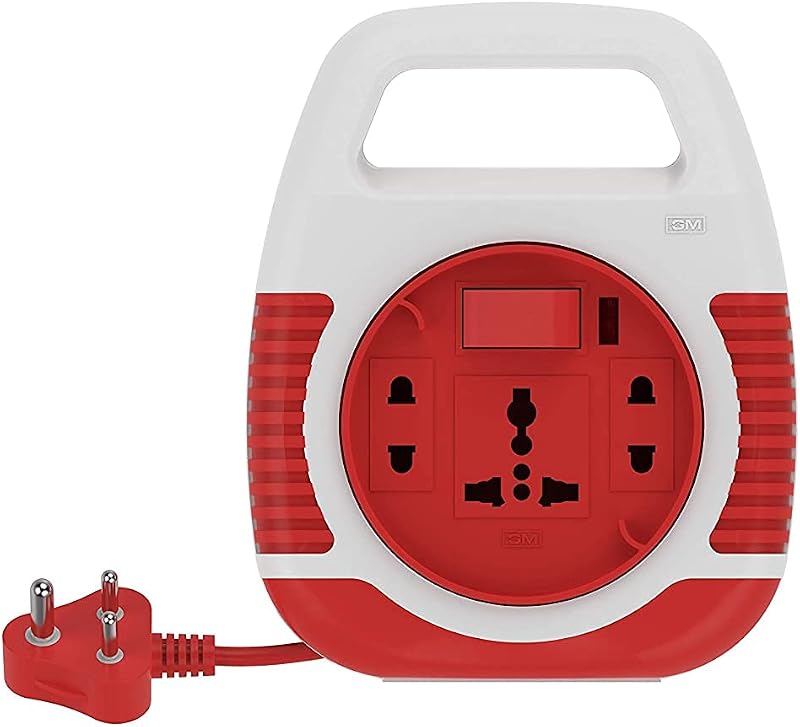GM 3045 Square 3 Pin Flex Box 4 Mtr. with Handle, Indicator & International Socket