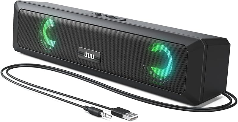 uhuru Computer Speaker, UGS-02 Gaming Speaker for PC, TV, Desktop and Laptop, USB Mini Soundbar with RGB Light, Volume Con...