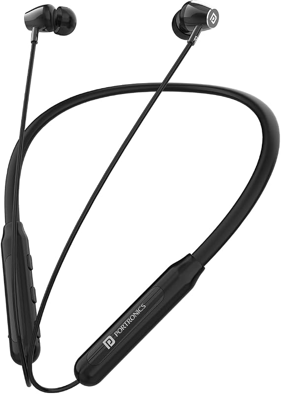 Portronics Harmonics Z3 Wireless Bluetooth 5.3 Neckband in Ear Earphones with mic, 30Hrs Playtime, Magnetic Latch, IPX5 Wa...