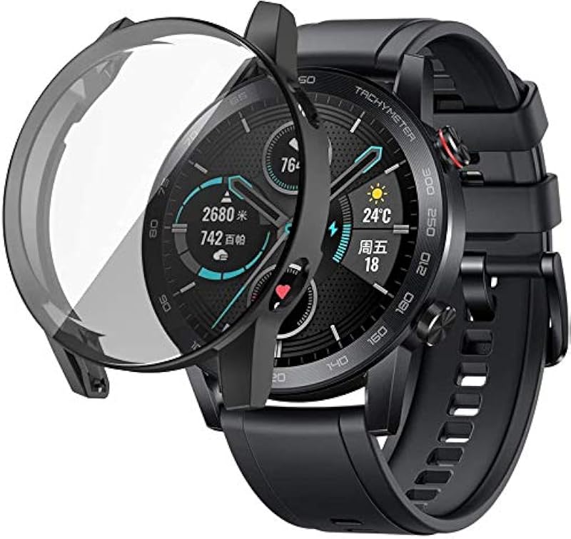 M.G.R.J Soft TPU Front Protection Case Cover for Honor Magic Watch 2 46mm Smart Watch (Flexible|Silicone|Black)