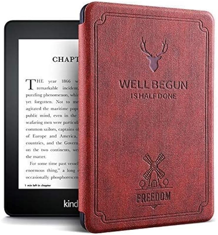 ProElite Smart Deer Flip case Cover for Amazon Kindle Paperwhite 6.8" 11th Generation, Wine Red [Fits Signature Edition Also]