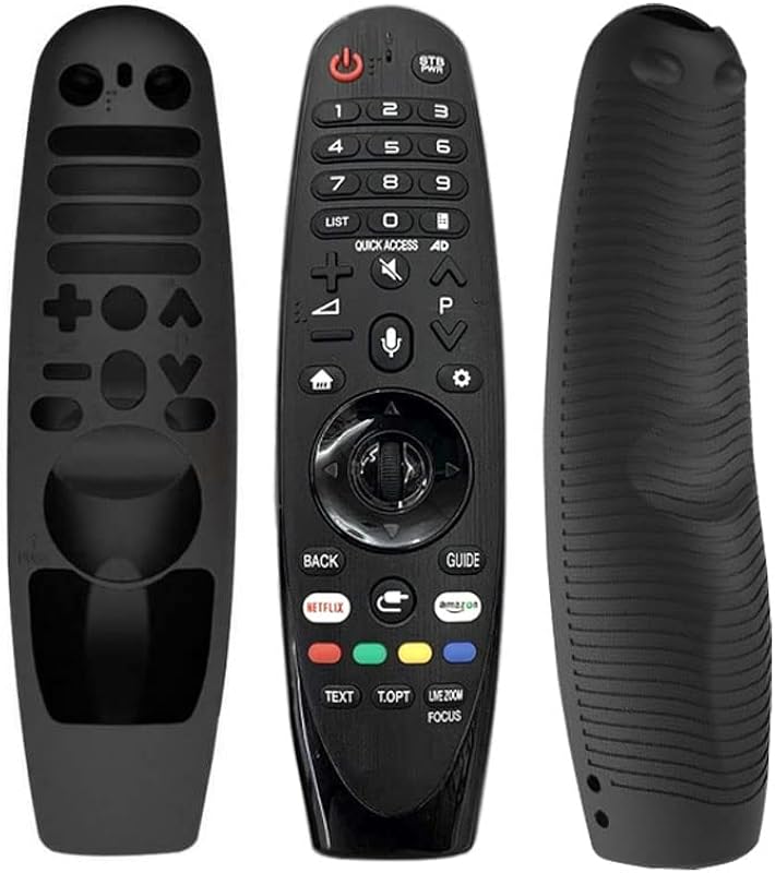 Caldipree Silicone Full Wrap Remote Case Compatible with LG AN-MR19BA AN-MR600 Magic Remote with Lanyard (Black)