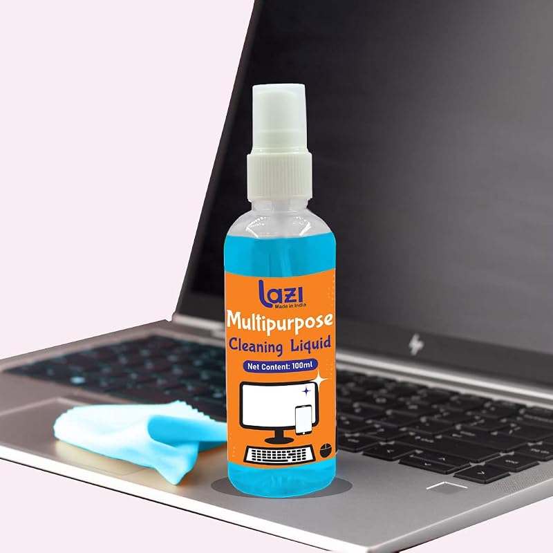 LAZI 100ml Blue Scented Laptop Screen Cleaner Cleaning Liquid Spray kit for Laptop PC Computer Tablet Smart Phone Screen D...