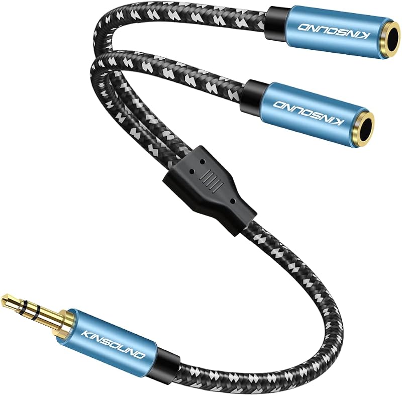 Kinsound 3.5mm Headphone Auxiliary Splitter, Dual Headphone Y Splitter Adapter Headphone Jack for Phone, PS4, Switch, Tabl...