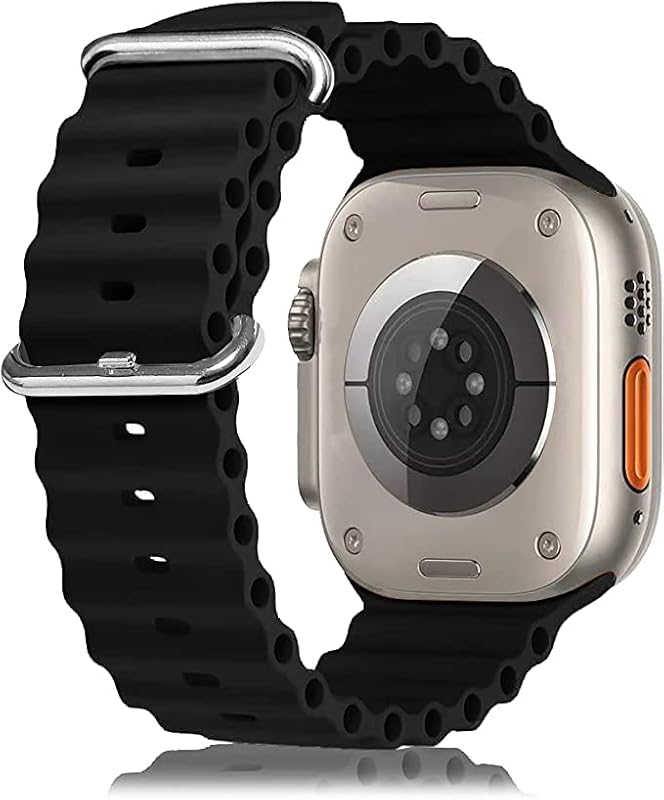 Dtron New Flexible Silicone Ocean Sport Bands Compatible With Apple Watch Band For Men Women, Replacement Straps For iWatc...