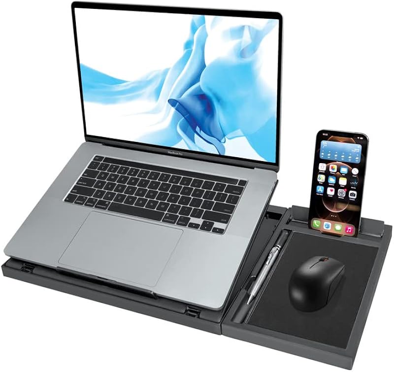 The Cozy Couch - Techbooth latest & trending Adjustable Multi-Angle Laptop stand with Detachable mouse pad - inbuilt Mobil...