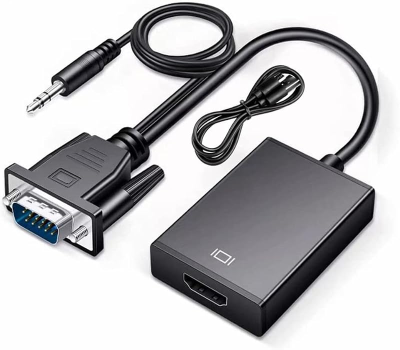 Microware VGA to HDMI with Audio Adapter for Connecting Traditional VGA Interface Laptop, PC to HDMI Monitor or Projector,...
