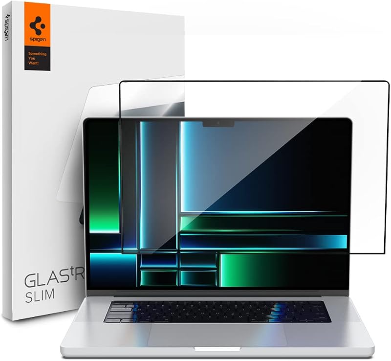 Spigen Full Coverage Tempered Glass Screen Protector Guard for MacBook Pro 14 inch (M2 Pro / M2 Max / M1 Pro / M1 Max) - 1...
