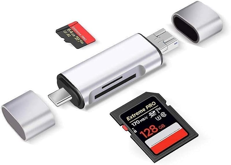 3-in-1 USB 3.0 Card Reader USB C, Micro USB Card Reader SD, Micro SD, SDXC, SDHC, Micro SDHC, Micro SDXC Memory Card Reade...
