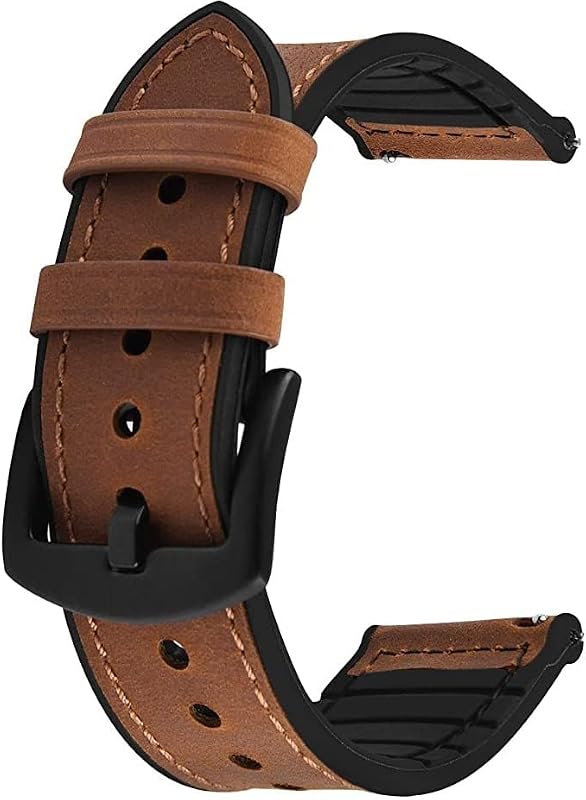 Croiky Quick Release Watch Band 22mm, Rubber Leather Silicone Hybrid Watch Strap for Galaxy Watch 46mm | Galaxy Watch 3 45...