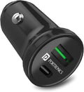 Portronics CarPower Mini Car Charger with Dual Output, Fast Charging (Type C PD 18W + QC 3.0A) Compatible with All Smartph...