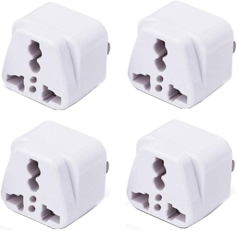 Prime deal 3-Pin Traveler Conversion Plug Convert EU US UK AU To India, Power Adaptor (White) - (Pack Of 4)