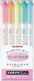 Zebra Highlighter Mildliner, 5 Color Set (WKT7-5C)