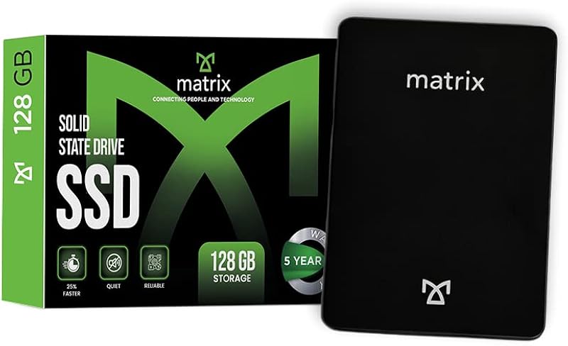 Matrix 128GB 3D NAND Flash SATA 6GB/s 2.5 Inches Internal Solid State Drive (SSD), Read Up to 550MB/s, Write Up to 500MB/...