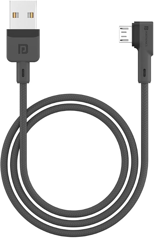Portronics Konnect L 1.2Mtr, Fast Charging 3A Micro USB Cable with Charge & Sync Function (Grey)
