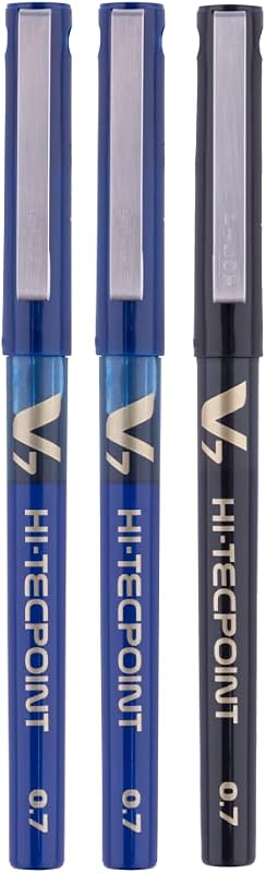 Pilot V7 Liquid Ink Roller Ball Pen (2 Blue + 1 Black)