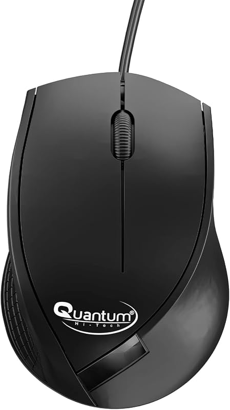 Quantum USB Wired Mouse, 1200 DPI Optical Sensor, Plug & Play Ergonomic Mouse for Comfortable All-Day Grip with 3-Button D...
