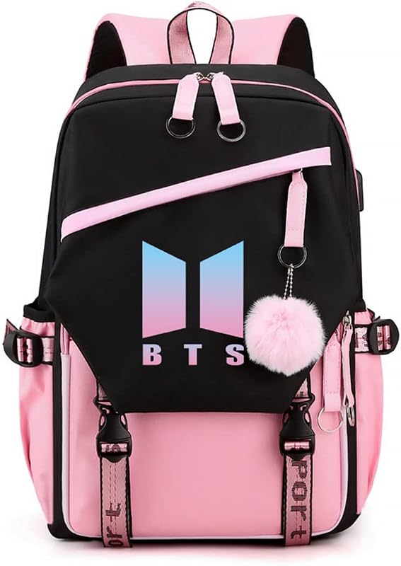 PALAY® BTS Backpack For Boys Kpop BTS Bangtan School Backback For Student with Cable Vent, Backpack Travel Bag Backpack La...