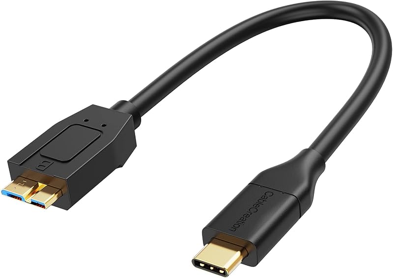 CableCreation Short Micro B to USB C Hard Drive Cable 1FT, USB 3.1 Type C to Micro B Cable 10Gbps,USB C to External Hard D...