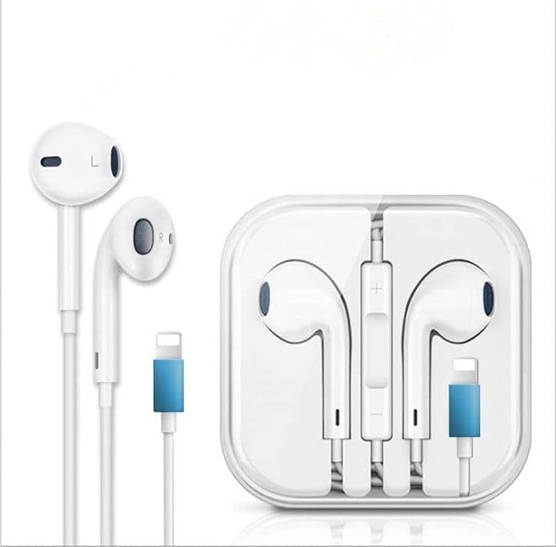 Apple Earphone with Lightning Connector 6/7/8/X/11/12/13/14 Max Sound Bass (White, in The Ear)