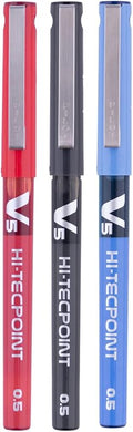 Pilot V5 Liquid Ink Roller Ball Pen - 1Blue + 1Black + 1Red