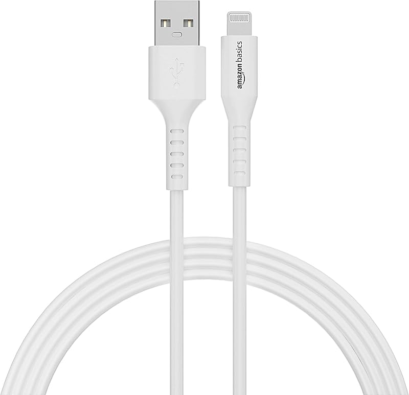 Amazon Basics USB A to Lightning MFi Certified Charging Cable (White, 1.2 meter)