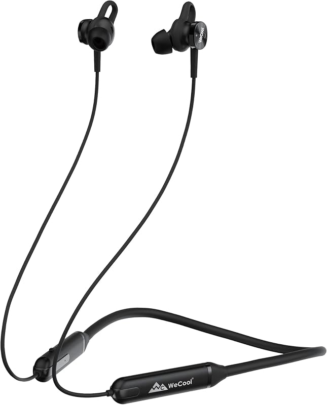 Wecool N1 High Bass ENC Neckband in Ear Earphones, Sports Fit Bluetooth Earphones with 12 Hours Battery, Fast Charging, IP...