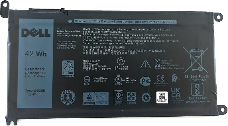 DELL Original 11.4V 3C 42WHR BATTERY-3500mAH Lith SDI New (WDX0R) INSPIRON 13 5368 5378 15 5565 5567