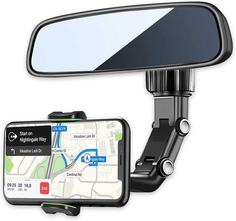 CQLEK® 2022 New Version-Car Phone Holder Mount, Rearview Mirror Phone Holder for Car, 360°Rotatable and Retractable Car Ph...