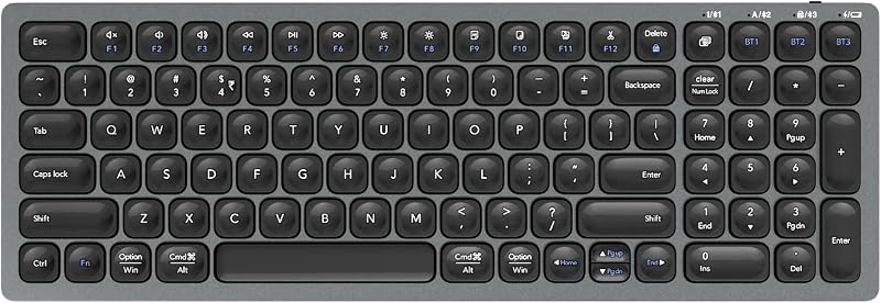 ZEBRONICS Bluetooth 5.0 Keyboard for Mac, Windows, Android, Up to 3 Connections, Built-in Rechargeable Battery, Scissor sw...