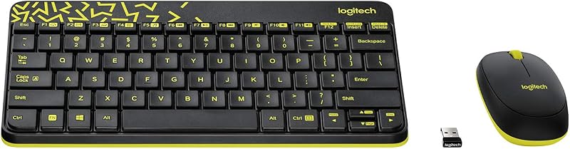 Logitech MK240 Nano Wireless USB Keyboard and Mouse Set, 12 Function Keys 2.4GHz Wireless, 1000DPI, Spill-Resistant Desig...