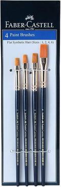 Faber-Castell Synthetic Hair Flat Assorted Paint Brush, Set of 4