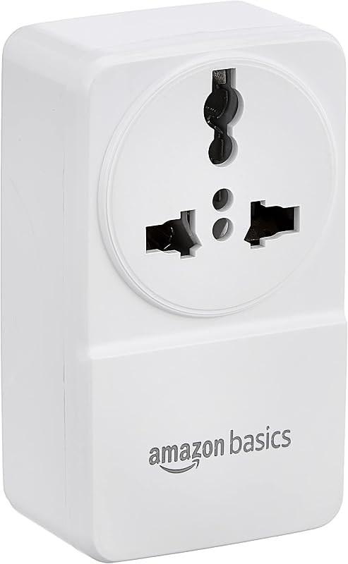 Amazon Basics USB Adaptor with 1 Universal AC Socket and 2 USB Ports (White)