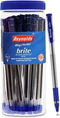 Reynolds BRITE BP 25 CT JAR - BLUE Ball Pen I Lightweight Ball Pen With Comfortable Grip for Extra Smooth Writing I School...