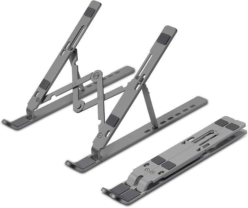ZEBRONICS Aluminium Alloy Laptop Stand, Compatible with 9-15.6 inch Laptops, 7 Angles Adjustable Tabletop, Anti Slip Silic...