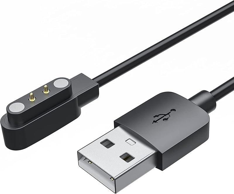 Smartwatch Charger for 2 Pin (Boat Wave Call & Boat Wave Lite Smartwatch) 0.2 m Magnetic Charging Cable, Black